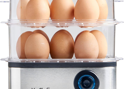 VonShef 3-in-1 Egg Boiler, Poacher & Omelette Maker – 16 Egg Capacity, Stainless Steel 500W Electric Cooker with Auto Shut-Off