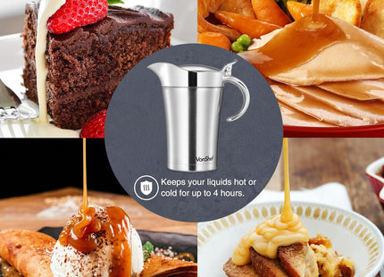 VonShef 750ml Double-Wall Stainless Steel Gravy Boat for Gravy, Custard & Cream