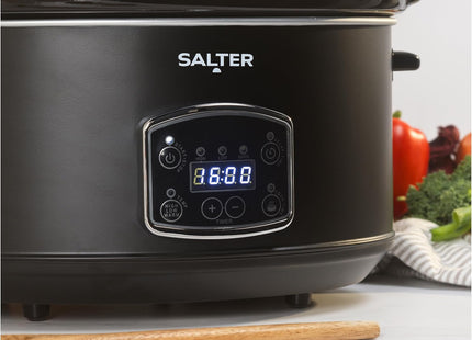 Salter Digital 6.5L Slow Cooker – LED Display, Delay Timer & Keep Warm, Black