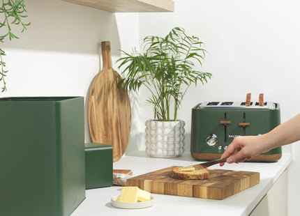 Salter Toronto 4-Slice Toaster – Wide Slots, Wood Effect Finish, Green, 1630W