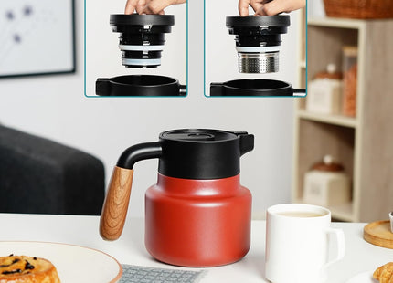 BELLE VOUS 800ml Red Stainless Steel Carafe – Vacuum Insulated Coffee Jug