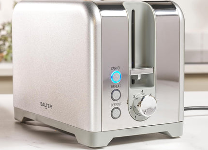 Salter Aspen 2-Slice Toaster – Wide Slots, 7 Browning Levels, 930W, Silver