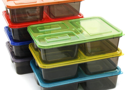 Youngever 7 Sets Bento Lunch Box – Reusable 3-Compartment Meal Prep Containers