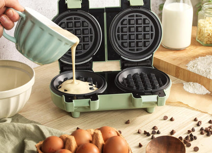 Giles & Posner Non-Stick Double Mini Waffle Maker, 11.5cm, 1100 W – Pastel Green