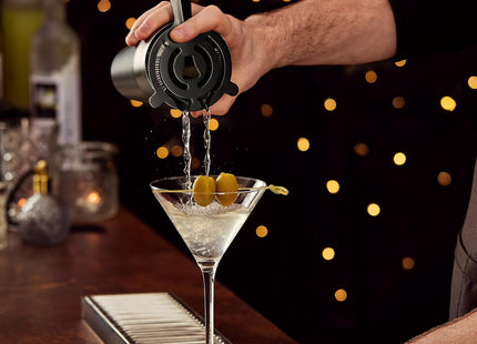 VonShef Parisian Cocktail Shaker Set – Black 6-Piece Stainless Steel Kit (550ml)