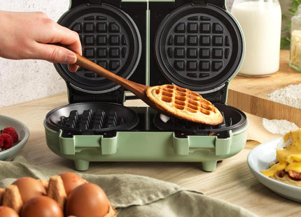 Giles & Posner Non-Stick Double Mini Waffle Maker, 11.5cm, 1100 W – Pastel Green