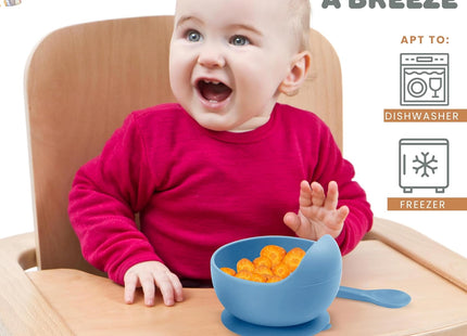 Xabono Baby Suction Plate & Spoon Set – Light Blue