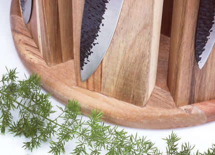 Uniharpa Wooden Semi-Circular 360° Magnetic Knife Block Holder