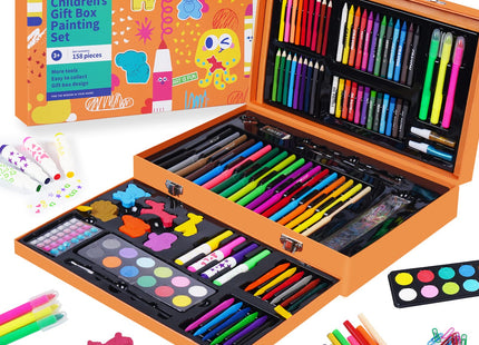 Kiddycolor Deluxe 158-Piece Kids Art Set – with Crayons, Markers, Paints & Stickers