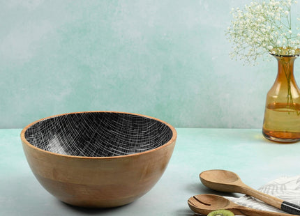 Folkulture Wooden Salad Bowl Set with Tongs – 12" Mango Wood