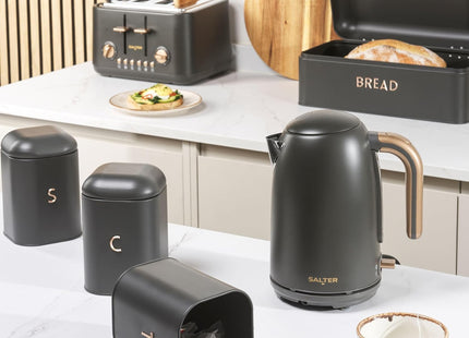 Salter Pebble 4-Slice Toaster – Wide Slots, 6 Browning Levels, Charcoal, 1630W