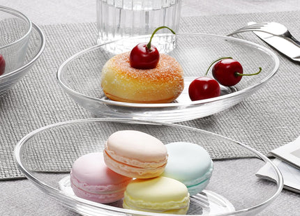 NUTRIUPS 2 Pack Small Tempered Glass Serving Plates – 7.7 x 5.5in Oval Dinner Plates