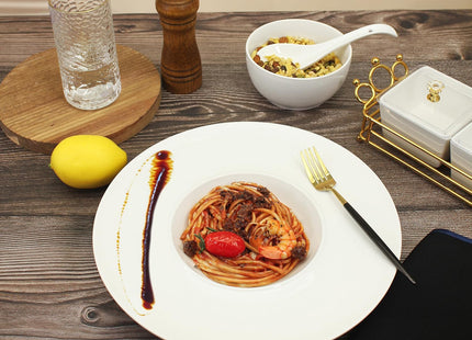 jinsongdafa Porcelain Soup Bowls 260ml Pasta Bowl Set of 4, White 27.5CM