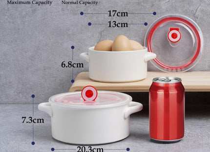 NUTRIUPS Microwavable Ceramic Bowls with Handles & Lids – Set of 2