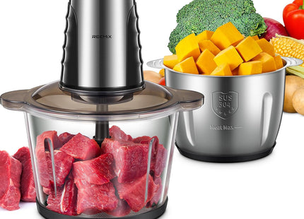 Reemix Electric Food Processor – 500W Mini Chopper with 2 x 3L Bowls