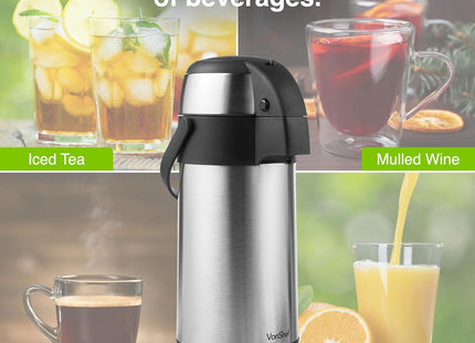 VonShef Stainless Steel Airpot – 3L & 5L Double-Wall Insulated Dispenser
