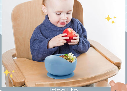 Xabono Baby Suction Plate & Spoon Set – Light Blue