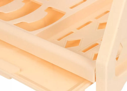 2-Tier Multifunctional Plastic Dish Drain Rack with Removable Drip – Beige
