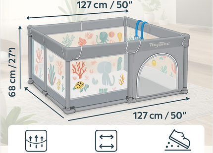 ToyaTec Large Playpen for Babies and Toddlers - Grey