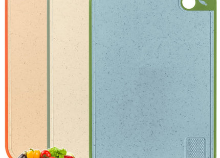 3-Piece Chopping Board Set, Plastic Cutting Boards with Non-Slip Base (Multicolour)