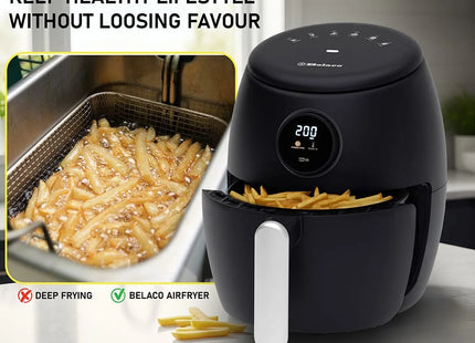 Belaco 2L Digital Air Fryer – Rapid Air Cooking with Timer & Adjustable Temperature