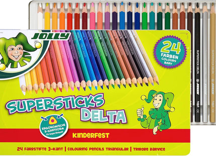 JOLLY Superstick Delta 3003-0014 – 24 Triangular Colouring Pencils