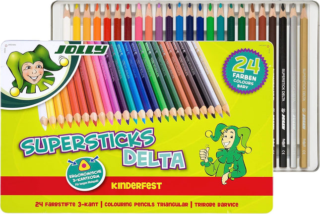 JOLLY Superstick Delta 3003-0014 – 24 Triangular Colouring Pencils