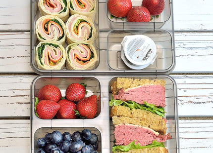Youngever 7 Sets Bento Lunch Box – Reusable 3-Compartment Meal Prep Containers