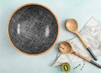Folkulture Wooden Salad Bowl Set with Tongs – 12" Mango Wood