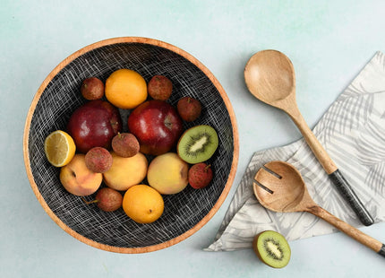 Folkulture Wooden Salad Bowl Set with Tongs – 12" Mango Wood