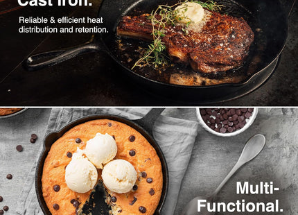 VonShef 3-Piece Cast Iron Skillet Pan Set – 6", 8", & 10" Non-Stick Pans