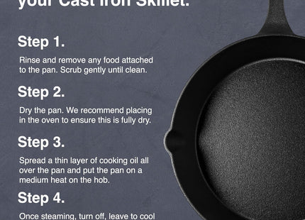 VonShef 3-Piece Cast Iron Skillet Pan Set – 6", 8", & 10" Non-Stick Pans