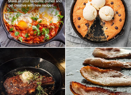 VonShef 10" Cast Iron Skillet – Pre-Seasoned Non-Stick Frying Pan