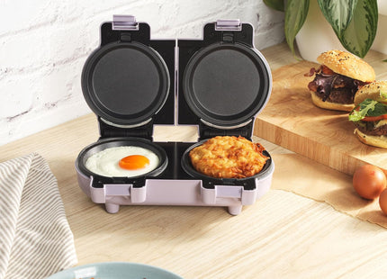 Giles & Posner Double Waffle Maker – Mini Dual Snack Maker, Pastel Purple, 1100W