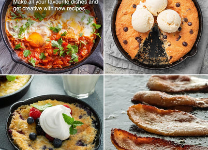 VonShef 3-Piece Cast Iron Skillet Pan Set – 6", 8", & 10" Non-Stick Pans