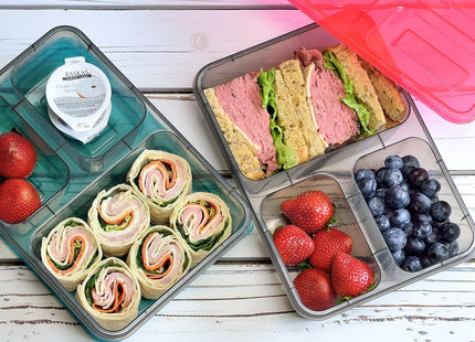 Youngever 7 Sets Bento Lunch Box – Reusable 3-Compartment Meal Prep Containers