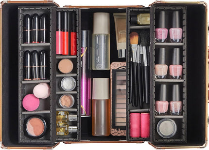 Beautify Make Up Vanity Case, Travel Jungle Print 3 Tier Makeup Box