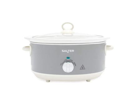 Salter Retro 6.5L Slow Cooker – Family Size, 3 Heat Settings, Grey, 320W