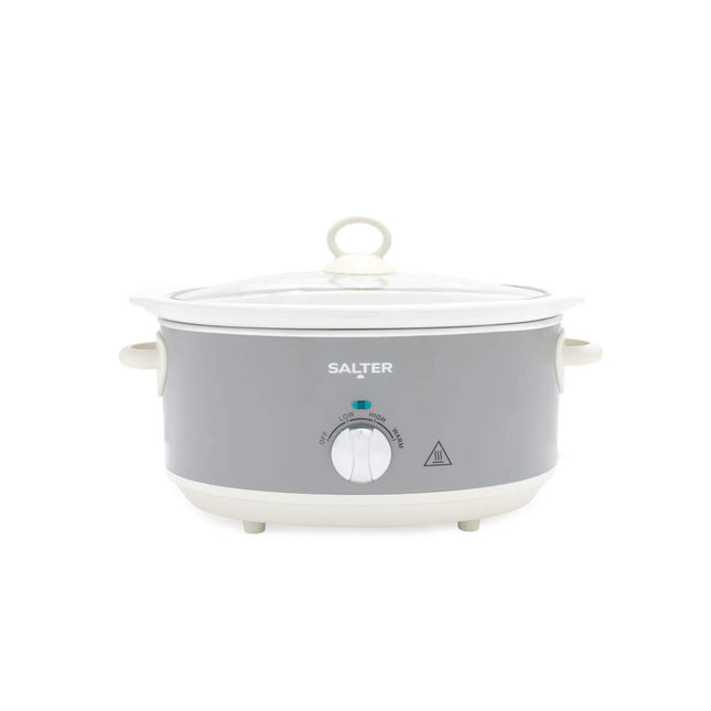Salter Retro 6.5L Slow Cooker – Family Size, 3 Heat Settings, Grey, 320W