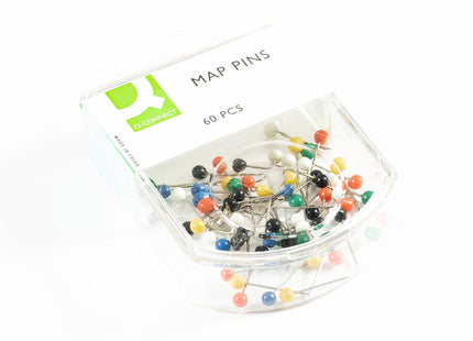 Q-Connect Map Pins – Assorted Colours, 20mm Length (Pack of 60)