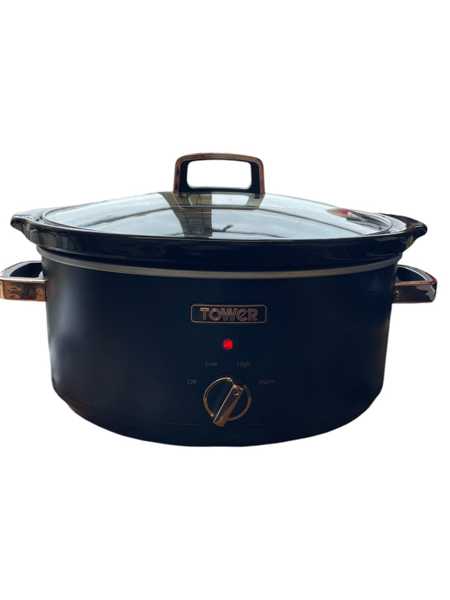 Tower Infinity Slow Cooker 6.5L, 3 Heat Settings, Black & Rose Gold - Used