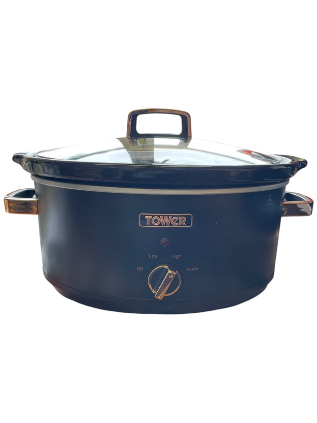 Tower Infinity Slow Cooker 6.5L, 3 Heat Settings, Black & Rose Gold - Used
