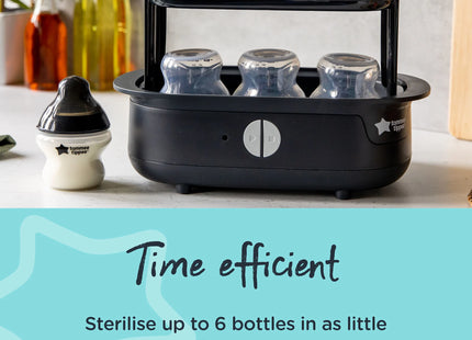 Tommee Tippee Super-Steam Advanced Electric Steriliser – Black, 6-Bottle Capacity