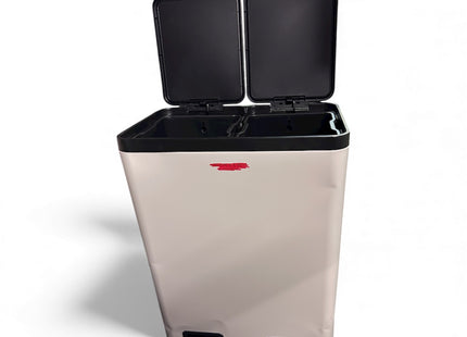 John Lewis 2 Section Recycling Bin with Handles – 60L, Stone - No Pedals