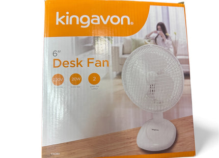 Kingavon 6" Desk Fan – Compact 2-Speed Personal Cooling with Adjustable Tilt