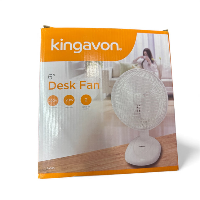 Kingavon 6" Desk Fan – Compact 2-Speed Personal Cooling with Adjustable Tilt