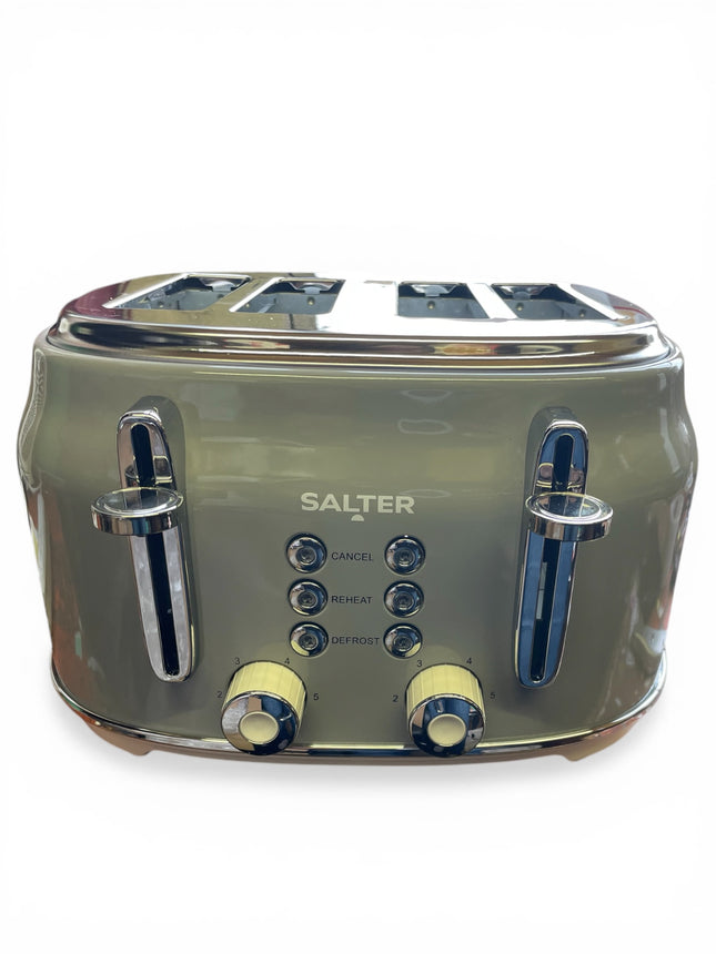 Salter Retro 4 Slice Toaster – Grey 1630W with Wide Slots & 6 Browning Levels - Used