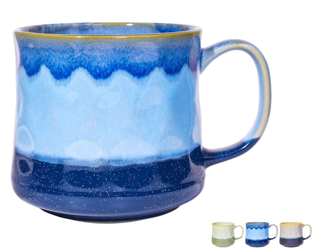 Cteahrow 21oz Large Blue Ceramic Coffee Mug for Office and Home