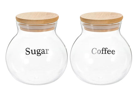 Gzsekken 2-Pack Airtight Glass Coffee Storage Jars – 1.8L Containers with Bamboo Lids
