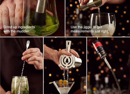 VonShef Parisian Cocktail Set – 6-Piece Brushed Silver Mixology Kit